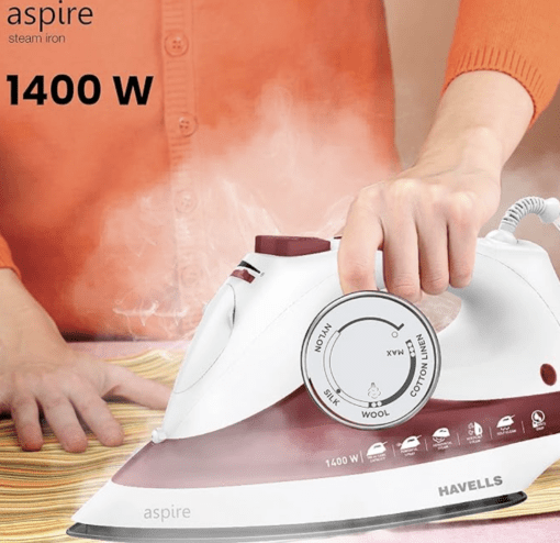 Havells Aspire 1400-Watt Steam Iron (Red) - Image 3